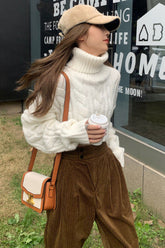 Solid Turtleneck Cropped Sweater